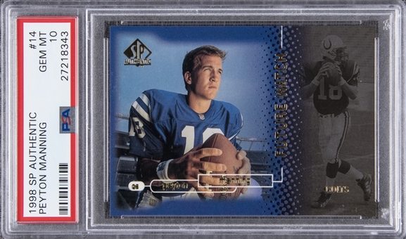 1998 SP Authentic #14 Peyton Manning Rookie Card (#0888/2000) – PSA GEM MT 10